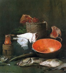 Still Life With Fish And Copper Bowl — Soren Emil Carlsen