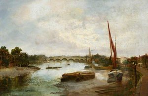 Strand On The Green, Looking At The Second Kew Bridge With Kew Bridge Standpipe Tower In The Background — James Isaiah Lewis