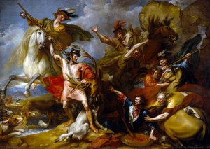 Alexander Iii. Von Schottland Wird Vor Dem Zorn Eines Damhirschen Durch Den Mut Von Colin Fitzgerald Gerettet ('der Tod Des Damhirsches') — Benjamin West