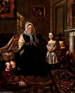 Henry Clark's Mother-in-law, Mrs Davies, And Four Of His Children In The Drawing Room Of His Home — William Holman Hunt