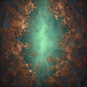 Luminous Fracture Amidst the Eroded Fragments of a Burnished Bronze Horizon
