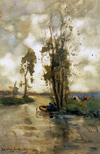 Fisherman In Polder Landscape — Johan Hendrik Weissenbruch