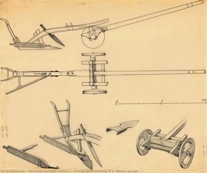 Ethnographic Drawing Of A Wooden Plough — Fernando Barbedo Galhano