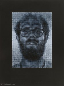 Self-portrait Spitbite White On Black — Chuck Close