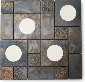 Copper & Stainless Steel Mosaic Wall Art Panel – Antique Patina Finish