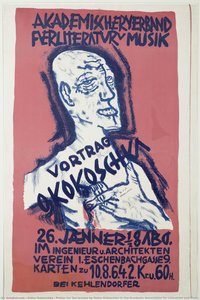 Poster For The Lecture By Oskar Kokoschka In The Academic Association For Literature And Music — Oskar Kokoschka