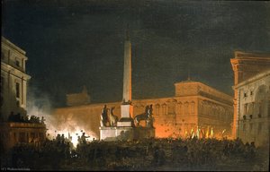 Blessing Of Pope Pius Ix From The Quirinale Night — Ippolito Caffi
