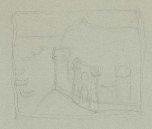 Sketch Of City Walls And Boats — Nicholas Roerich