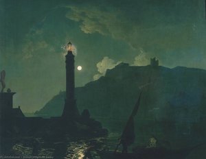 Una Notte Di Luna Con Un Faro, Costa Della Toscana — Joseph Wright Di Derby