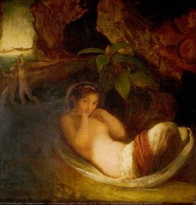 'sueño De Una Noche De Verano', Acto Ii, Escena 2, Titania Descansando Con Sus Votarias Indias — George Romney