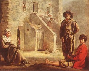 Peasants At Their Cottage Door — (brother) Antoine Le Nain