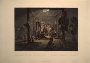 The Interior Of The Hut Of A Mandan Chief — Karl Bodmer