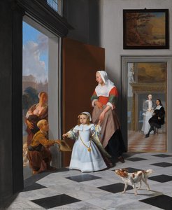 A Nurse And A Child In An Elegant Foyer — Jacob Ochtervelt