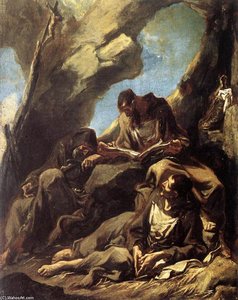 Three Capuchin Friars Meditating In Their Hermitage — Alessandro Magnasco