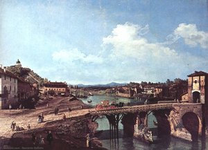 View Of An Old Bridge Over The River Po, Turin — Bernardo Bellotto