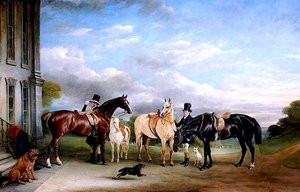 Grooms And Horses In Front Of Calke Abbey — Sr John E Ferneley