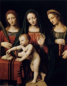 Madonna And Child With Sts Catherine And Barbara — Bernardino Luini