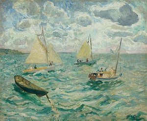 Fresh Breeze And Sailboats, Marblehead, Massachusetts — Richard Hayley Lever