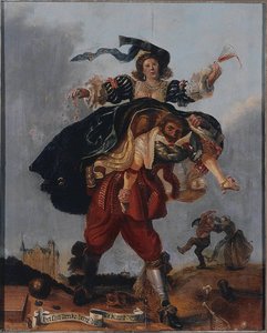 Allegorie Van De Rijkdom Het Sijn Stercke Beenen Die Weelde Konnen Dragen — Adriaen Pietersz Van De Venne