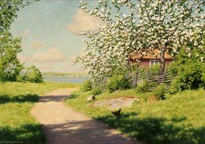 Hens In Summer Landscape — Johan Krouthén