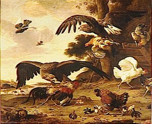 Aigles Attaquant Des Poules — Melchior De Hondecoetter