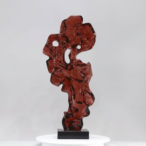 Crimson Flow: Hand-painted Resin Sculpture