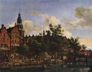 View Of Oudezijds Voorburgwal With The Oude Kerk In Amsterdam — Adriaen Van De Velde