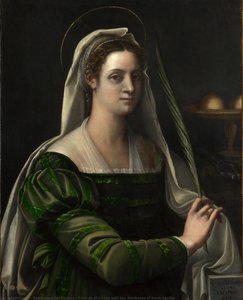 Portrait Of A Lady With The Attributes Of Saint Agatha — 세바스티아노 델 피옴보
