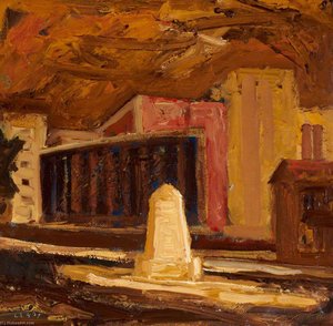 War Memorial Pile Of Aggregate, Excavator, And Hoarding — Stephen Chaplin