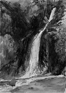 A Waterfall At Lydford, Cornwall — Paul Huet