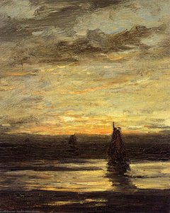 Fishing Boats At Dusk — Hendrik Willem Mesdag