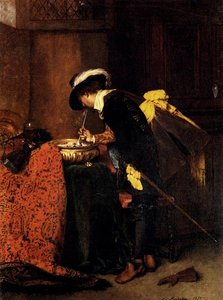 A Cavalier Lighting A Pipe — Ferdinand Roybet