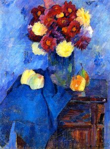 Vase With Dahlias On A Tall-boy — Alexej Von Jawlensky