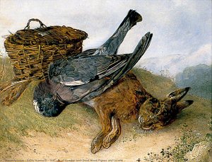 Still Life Of Hamper With Dead Wood Pigeon And Leveret — Emily Stannard