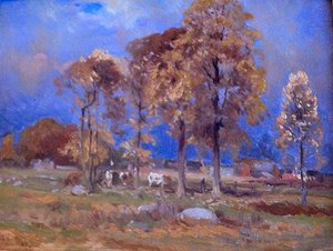 Cows In Autumn Landscape, (painting) — Mathias Joseph Alten