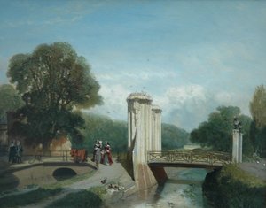 Figures Near The Entrance Of A Country House — Charles Rochussen