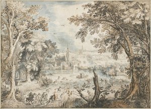 Landscape With A Hare Hunt, 1601-1602 — David Vinckboons