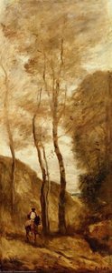 Pferd Und Reiter In Einer Schlucht — Jean-baptiste-camille Corot