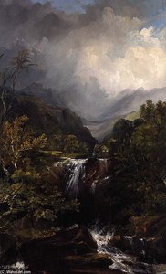 Highland Landscape With A Waterfall — Horatio Mcculloch