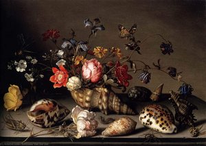 Still-life Of Flowers, Shells, And Insects — Balthasar Van Der Ast