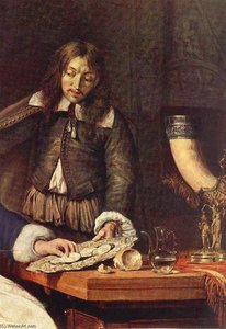 The Breakfast (detail) — Gabriel Metsu