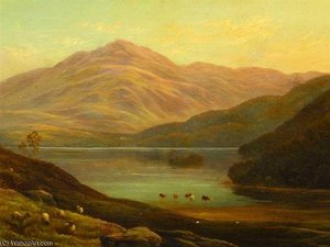Scottish Mountain Landscape With Loch — Alfred I Glendening