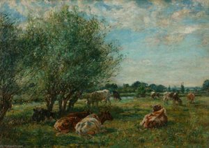 Landscape With River And Cattle — William Mark Fisher
