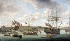 Launch At Deptford Dockyard — John Cleveley The Elder
