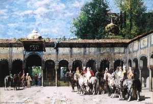 Circassian Knights Waiting For Their Leader — Alberto Pasini