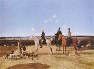 Hunters On Horseback In Oberbayerischer Landscape — ヴィルヘルム・フォン・コベル