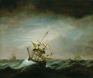 Dismasted Ship In Rough Sea — Willem Van De Velde Mladší