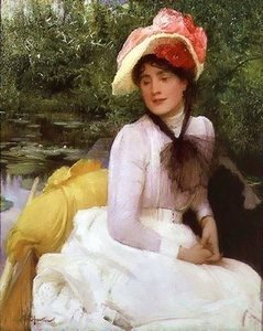 Young Girl In A Punt — Arthur Hacker