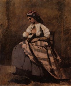 Mutter Beim Stillen Ihres Kindes — Jean-baptiste-camille Corot