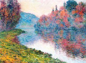 Banks Of The Seine At Jenfosse - Clear Weather — Claude Monet